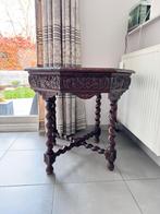 Achthoekig 19de eeuws eiken bijzettafel, Huis en Inrichting, Tafels | Bijzettafels, Ophalen, Gebruikt, 55 tot 75 cm, 19de eeuws