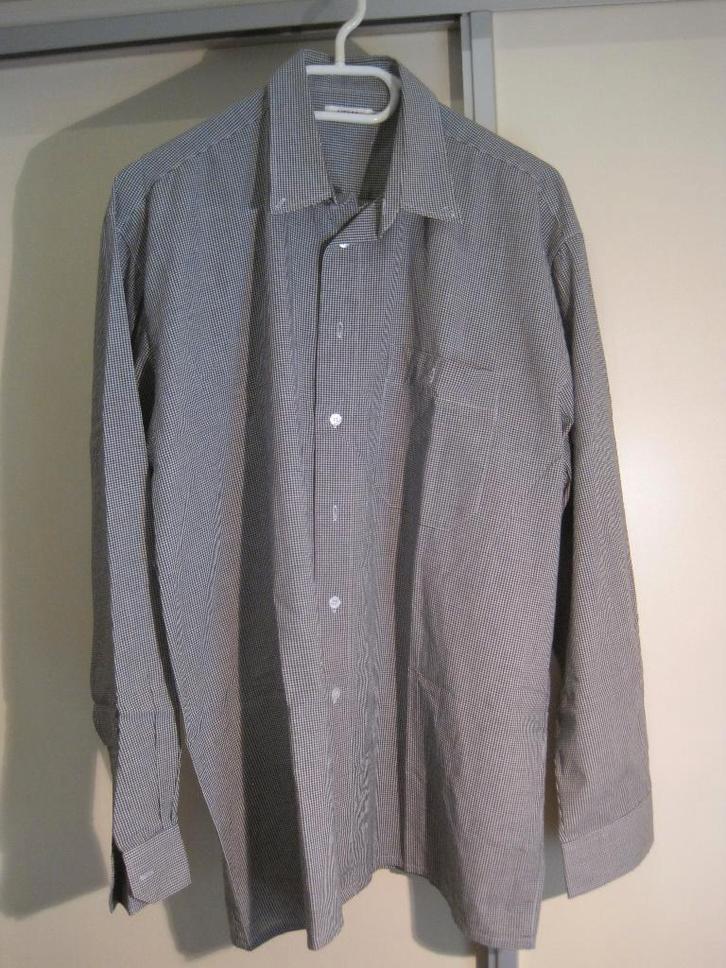 049 - overhemd XL van HEMA zwart/wit geruit, Kleding | Heren, Overhemden, Zo goed als nieuw, Halswijdte 43/44 (XL), Zwart, Verzenden