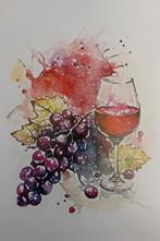 Art print wijn en druiven. Gratis verzending., Ophalen of Verzenden