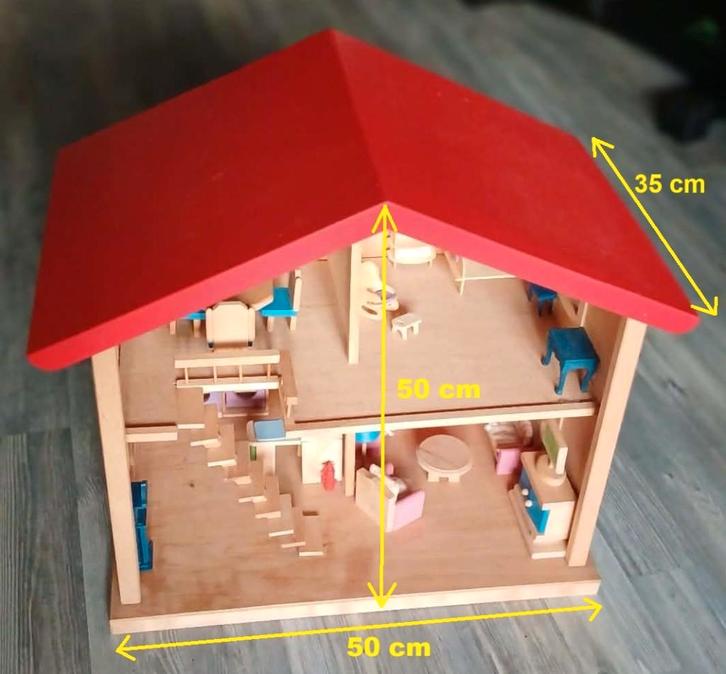 Maison de poupées en bois (fabriquée par un menuisier), Enfants & Bébés, Jouets | Maisons de poupées, Comme neuf, Maison de poupées