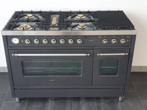 🍀 Luxe Fornuis Boretti 120 cm antraciet + rvs grill, Elektronische apparatuur, Fornuizen, Zo goed als nieuw, Vrijstaand, Gas