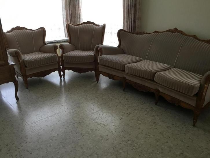 Taupe Salon louis XV, Huis en Inrichting, Zetels | Complete zithoeken, Gebruikt, Hout, Stof, Ophalen