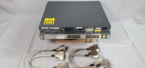 Lot Switch CISCO 3750-24TS - 24x Gigabit + Stack Cable, Computers en Software, Netwerk switches, Refurbished, Ophalen of Verzenden