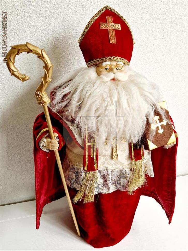Authentieke XL etalage Sinterklaas pop - 65 cm, rood, Diversen, Sinterklaas, Verzenden