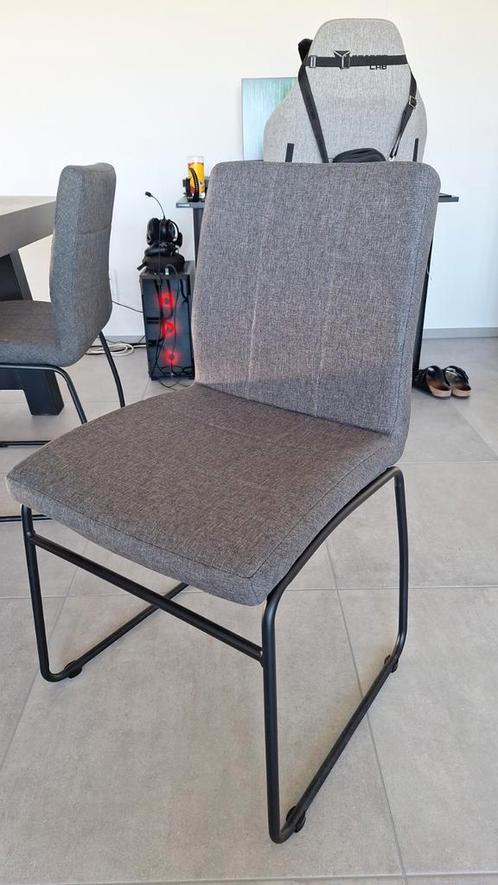 Lot de 6 chaises HAMMEL tissu gris/noir, Huis en Inrichting, Stoelen, Zo goed als nieuw, Metaal, Grijs, Ophalen