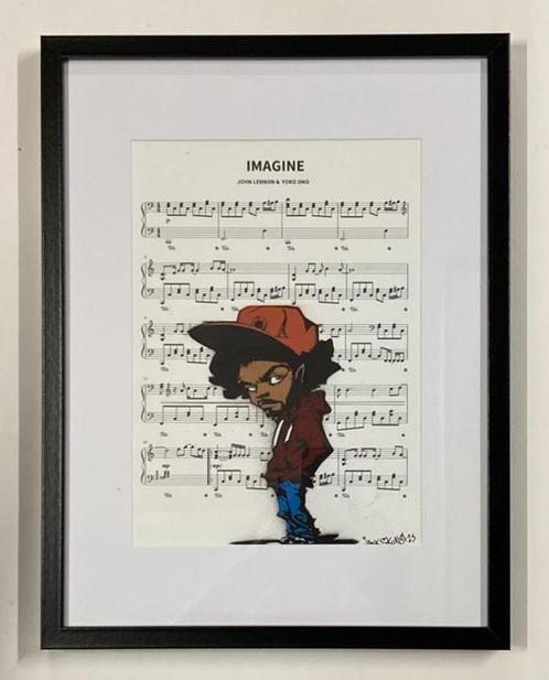 JINKS KUNST: uniek werk over muziekscore, Antiek en Kunst, Kunst | Designobjecten, Ophalen of Verzenden
