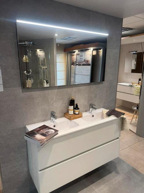 Detremmerie badmeubel dubbellavabo hoogglans wit met spiegel, Huis en Inrichting, Badkamer | Badkamermeubels, Nieuw, Ophalen