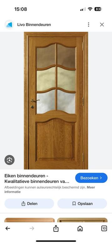 Franse eik deuren 1ste keze met glas, Huis en Inrichting, Kasten | Vitrinekasten, Ophalen, Zo goed als nieuw, Glas