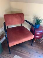 Velvet zetel roest oranje bruin vintage zwart staal, Ophalen, Zo goed als nieuw, Eenpersoons, Stof