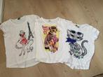 T-shirts blanc avec dessin x 3, Fille, Chemise ou À manches longues, Benetton, Utilisé