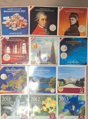 Euroserie van 1ct tot 2 euro OOSTENRIJK KMS FDC BU LOT  beschikbaar voor biedingen