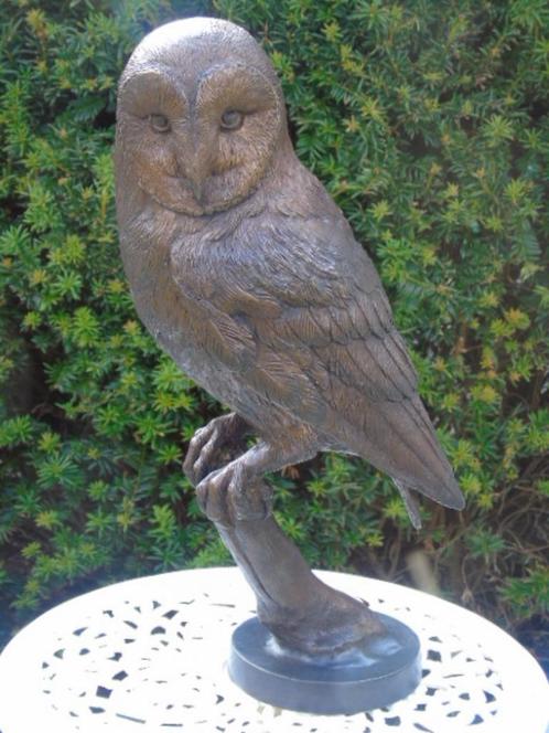 beeld van een uil op een bronzen stam... schitterend!, Tuin en Terras, Tuinbeelden, Nieuw, Dierenbeeld, Overige materialen, Ophalen of Verzenden