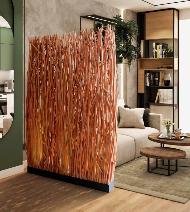 Driftwood Lampadaire en bois  paravent – séparateur de pièce, Jardin & Terrasse, Écrans de jardin, Comme neuf, Bois, Enlèvement