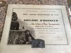 DIPLOME D’HONNEUR par la federation des jardins ouvriers, Gebruikt, Voor 1940, Prent, Buitenland