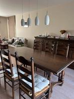 Tafel + 6 stoelen, Huis en Inrichting, Tafels | Eettafels, Ophalen, Gebruikt, Eikenhout, 200 cm of meer