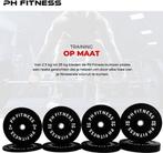 PH Fitness Bumper Plates 20KG Set – Rubber 50mm (2x, opdruk), Sports & Fitness, Enlèvement ou Envoi, Neuf, Bras, Autres types