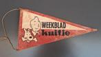 Kuifje Tintin, tweetalige wimpel, jaren zestig., Verzamelen, Ophalen of Verzenden, Kuifje, Gebruikt, Gebruiksvoorwerp