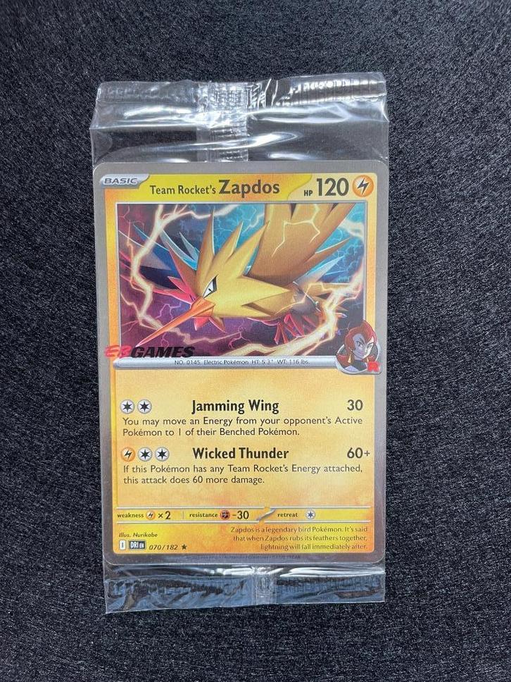 Team Rocket's Zapdos (xDRI 070) Promo EB Games Pokemon!, Hobby en Vrije tijd, Verzamelkaartspellen | Pokémon, Nieuw, Losse kaart