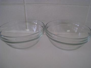 2 glazen schalen, Arcoroc France, maten H 5,5cm x diam 12cm, Enlèvement ou Envoi