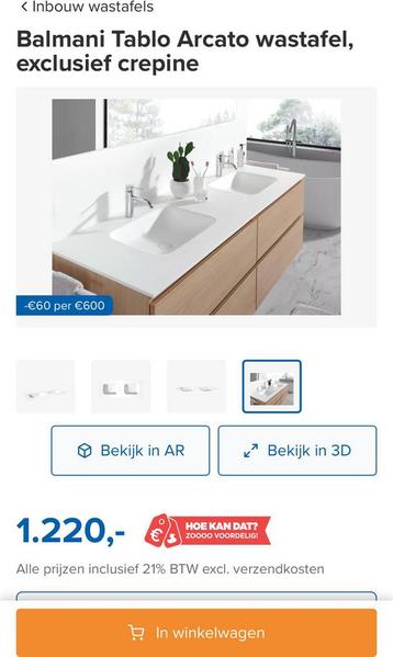 Lavabo/wastafel Balmani Tablo Arcato NEUF (jamais déballé), Enlèvement, Lavabo