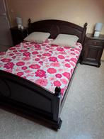 massief eiken tweepersoonsbed 160x200 cm  met nachtkast, Huis en Inrichting, Slaapkamer | Bedden, Ophalen, Bruin, Tweepersoons