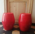 2 vintage krukjes, rood, bijzettafeltjes  SETprijs, Antiek en Kunst, Curiosa en Brocante, Ophalen