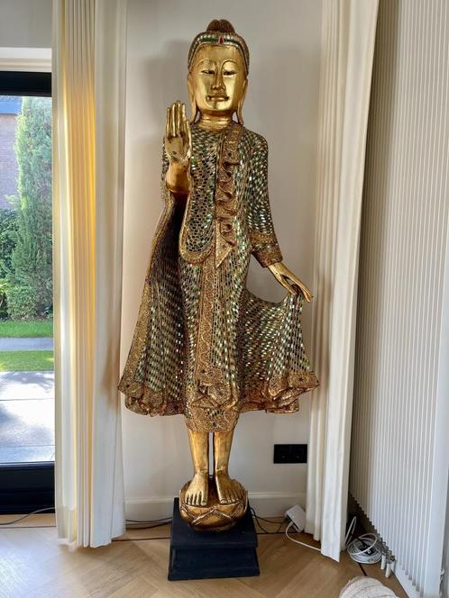 Staande Thaise Boeddha levensgroot, Antiquités & Art, Art | Sculptures & Bois, Enlèvement
