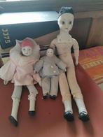 3 Heel oude Pierrot poppen, Verzamelen, Poppen, Gebruikt, Ophalen of Verzenden