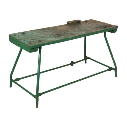 Unieke Groene Industriële Werkbank Werktafel Hout Metaal 160, Doe-het-zelf en Bouw, Werkbanken, Gebruikt, 120 tot 170 cm, Ophalen