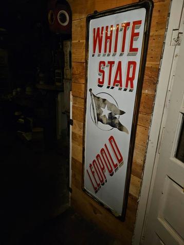 Mooi groot emaille bord White star