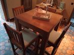 Houten tafel met 4 stoelen ,bruin, Ophalen, Gebruikt