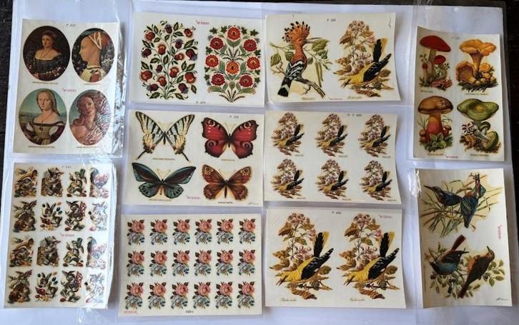 Set van 10 vintage stickervellen, Hobby en Vrije tijd, Stickers en Plaatjes, Nieuw, Meerdere plaatjes, Ophalen of Verzenden