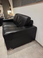 Salon cuir noir Italsofa 2+3, Maison & Meubles, Quatre personnes ou plus, Banc droit, Comme neuf, Enlèvement