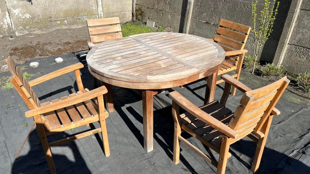 Houten tuintafel met 4 stoelen, Enlèvement