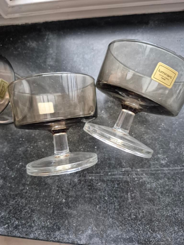 15 Luminarc - rookglas - jaren 1970, Verzamelen, Glas en Drinkglazen, Ophalen