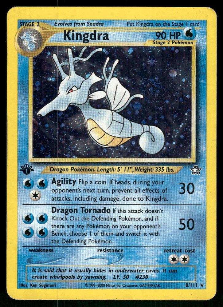 Kingdra 8/111 - Neo Genesis (1st edition) (EX), Hobby en Vrije tijd, Verzamelkaartspellen | Pokémon, Gebruikt, Verzenden