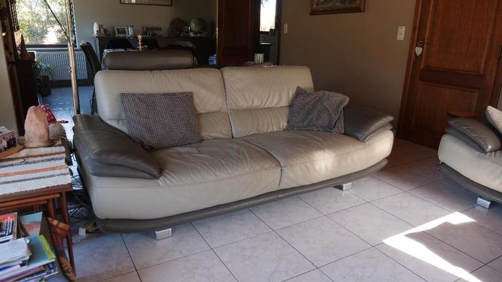 Mooi lederen 3-zit en 2-zit bankstel, Huis en Inrichting, Zetels | Zetels, Gebruikt, Leer, Ophalen