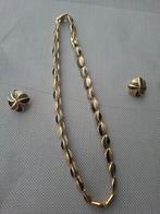 Fantasie juwelen halsketting met 1 paar bijpassende oorbelle, Enlèvement, Noir, Or