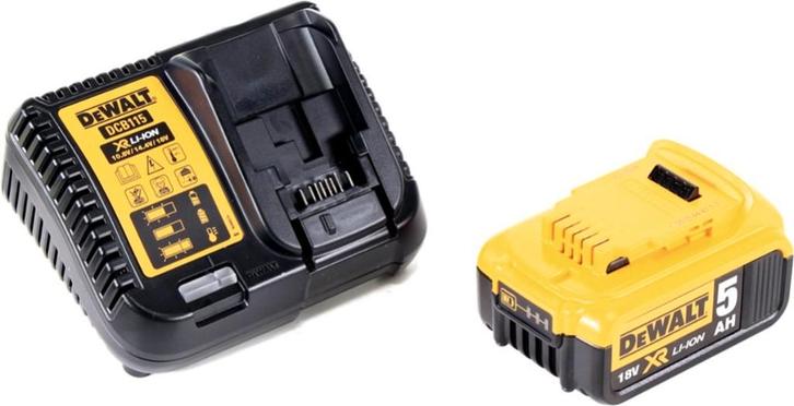 DEWALT 5 AH BATTERIJ EN DCB115 10.8V-18V OPLADER, Doe-het-zelf en Bouw, Gereedschap | Machine-onderdelen en Toebehoren, Gebruikt