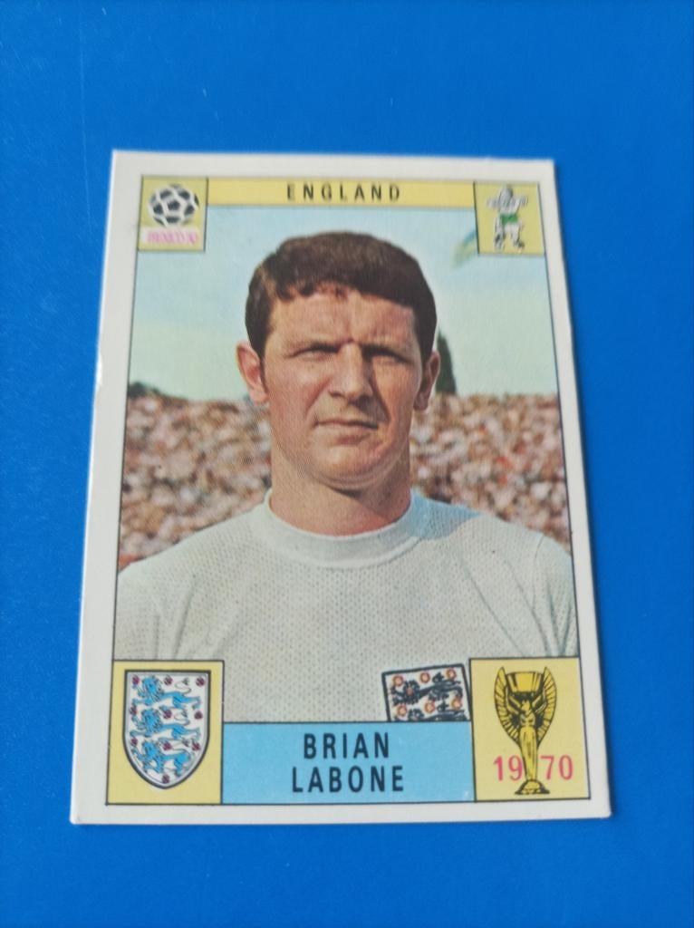 Panini Mexico 70, England Brian Labone, Ophalen of Verzenden