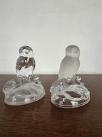 Uilen in glas | decoratie | helder & gesatineerd | vintage, Verzamelen, Ophalen of Verzenden, Zo goed als nieuw, Dier