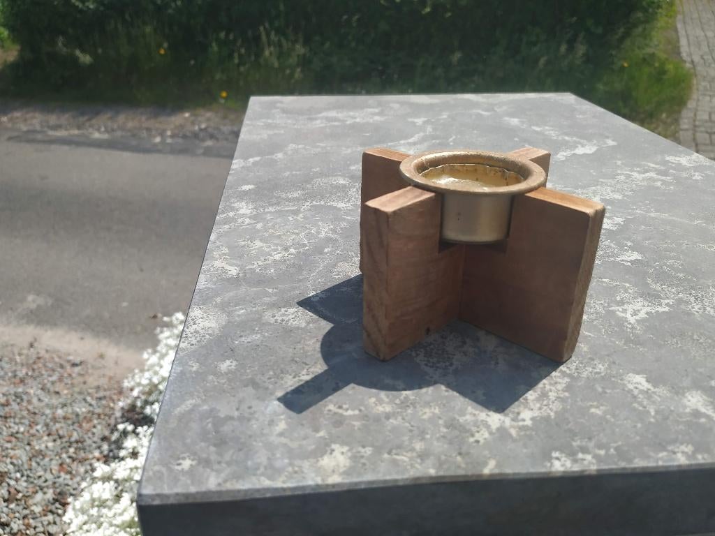 hand gemaakte houten theelicht houder, Ophalen of Verzenden