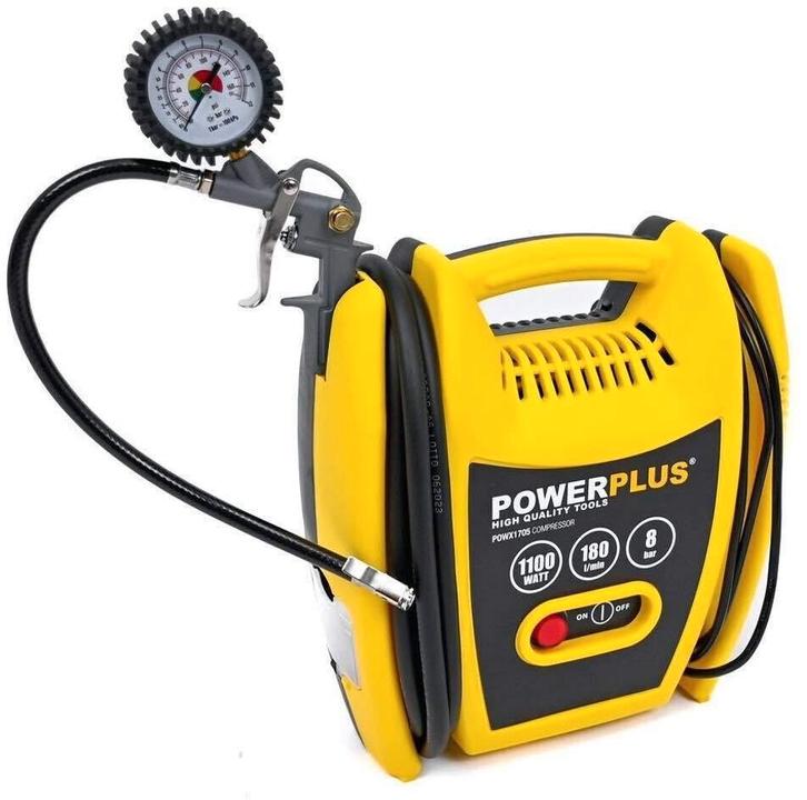 Powerplus POWX1705 compresseur 1100W sans huile, Bricolage & Construction, Compresseurs, Comme neuf, 6 à 10 bars, Moins de 25 litres