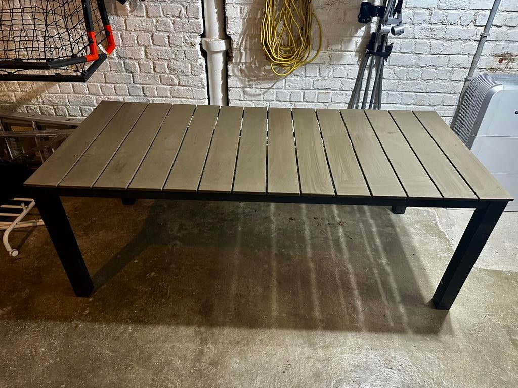 Table de jardin en composite et aluminium + 6 chaises, Tuin en Terras, Tuintafels, Gebruikt, Rechthoekig, Aluminium, Ophalen