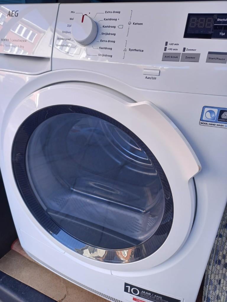 AEG 8kg A++ droger, Ophalen, Zo goed als nieuw, Voorlader