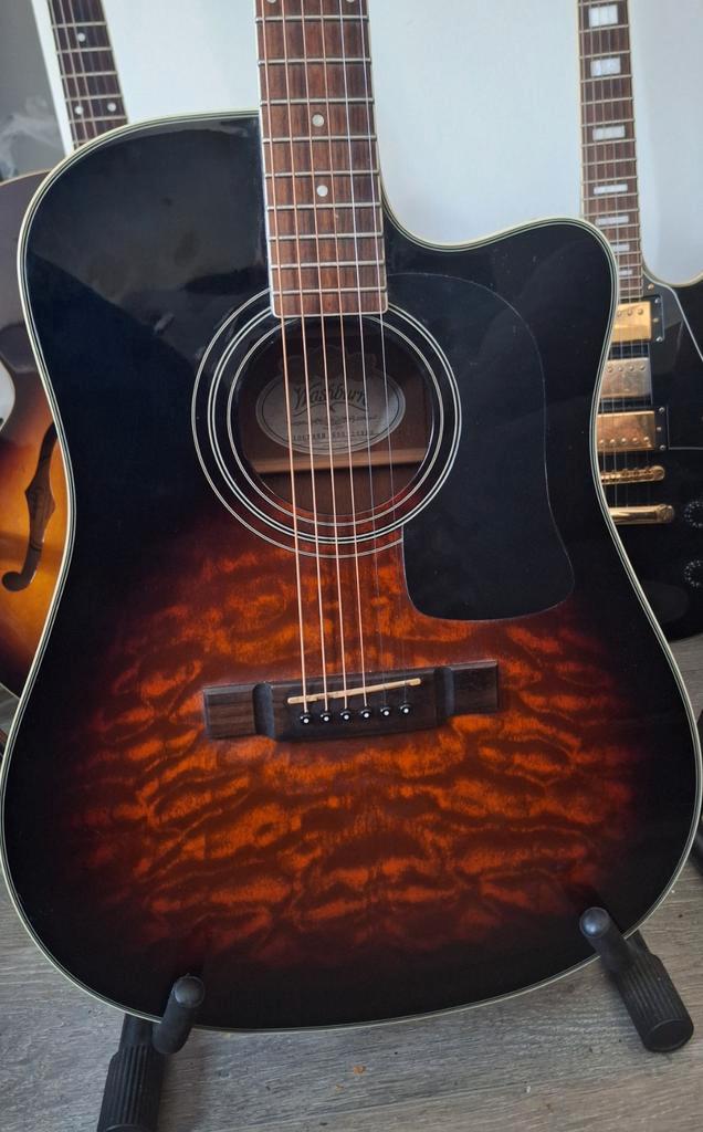 Washburn D10CEQSB semi acoustische gitaar, Muziek en Instrumenten, Snaarinstrumenten | Gitaren | Akoestisch, Ophalen