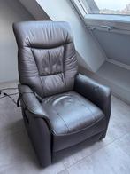 Fauteuil Relax électrique releveur cuir brun, 75 à 100 cm, Enlèvement, Utilisé, Cuir