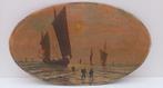 oud schilderij maritiem vissers boten, Antiek en Kunst, Kunst | Schilderijen | Klassiek, Ophalen of Verzenden