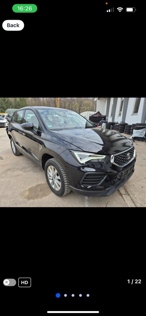 Seat ateca 2023 accidenté, Autos, Seat, Euro 6, Entreprise, Boîte manuelle, Noir