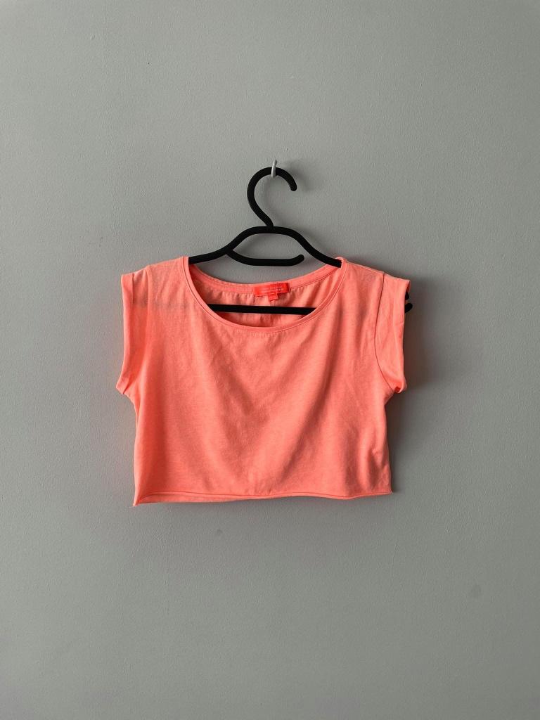 BERSHKA zalmgele korte BLOUSE (2) XS, Overige kleuren, Zo goed als nieuw, Maat 34 (XS) of kleiner, Bershka